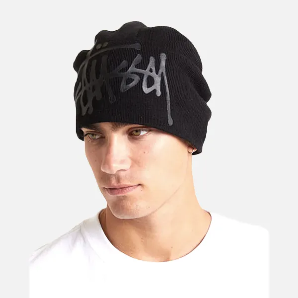 Stussy Debossed Stock Skull Beanie - Black