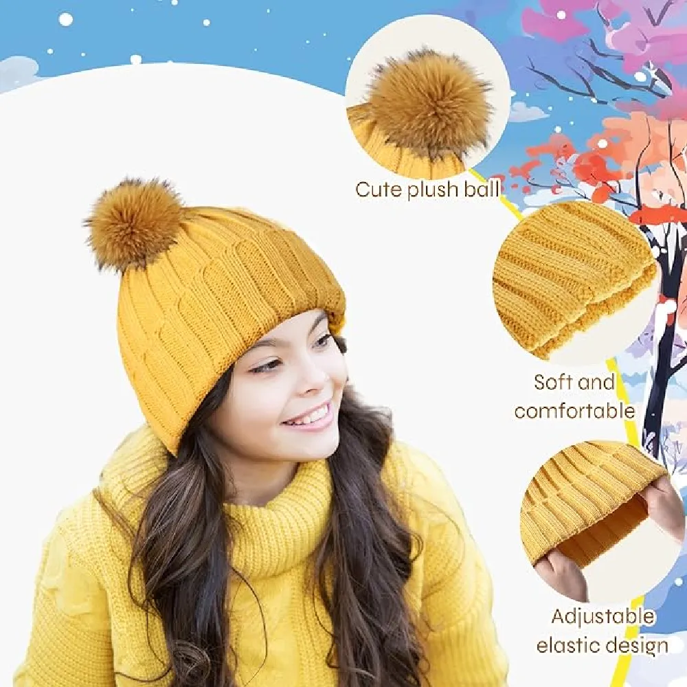 Suhine 12 Pcs Womens Winter Knitted Beanie Hats Warm Thick Beanie Hat with Faux