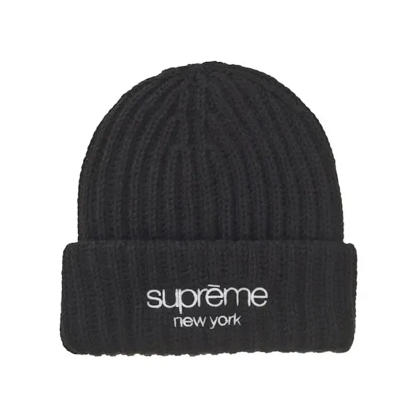 Supreme Classic Logo Chunky Ribbed Beanie (FW24) Black