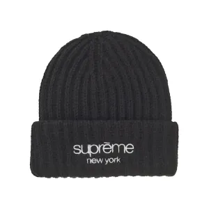 Supreme Classic Logo Chunky Ribbed Beanie (FW24) Black