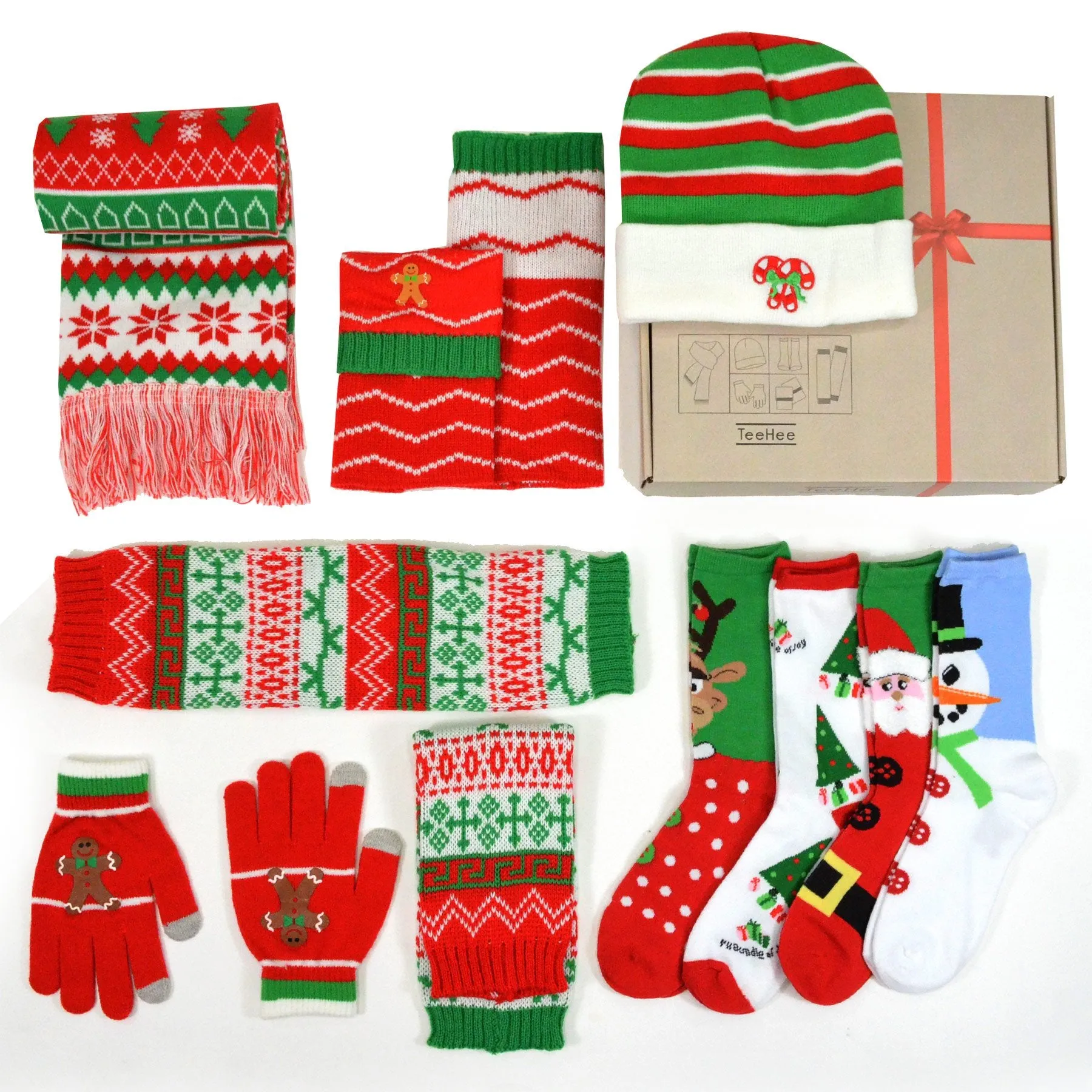 TeeHee Socks Women's Christmas 9-item Variety Gift Box Set A (12227)