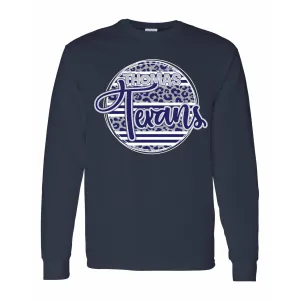 Thomas Texans - Animal Print Stripe Circle Long Sleeve T-Shirt