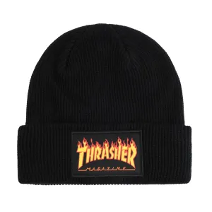 Thrasher Magazine Flame Patch Beanie - Black