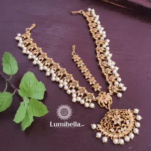 Three Layer Matte Maang Tikka With Pearls