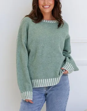 Tilly Wool Blend Crew Neck Knit - Sage