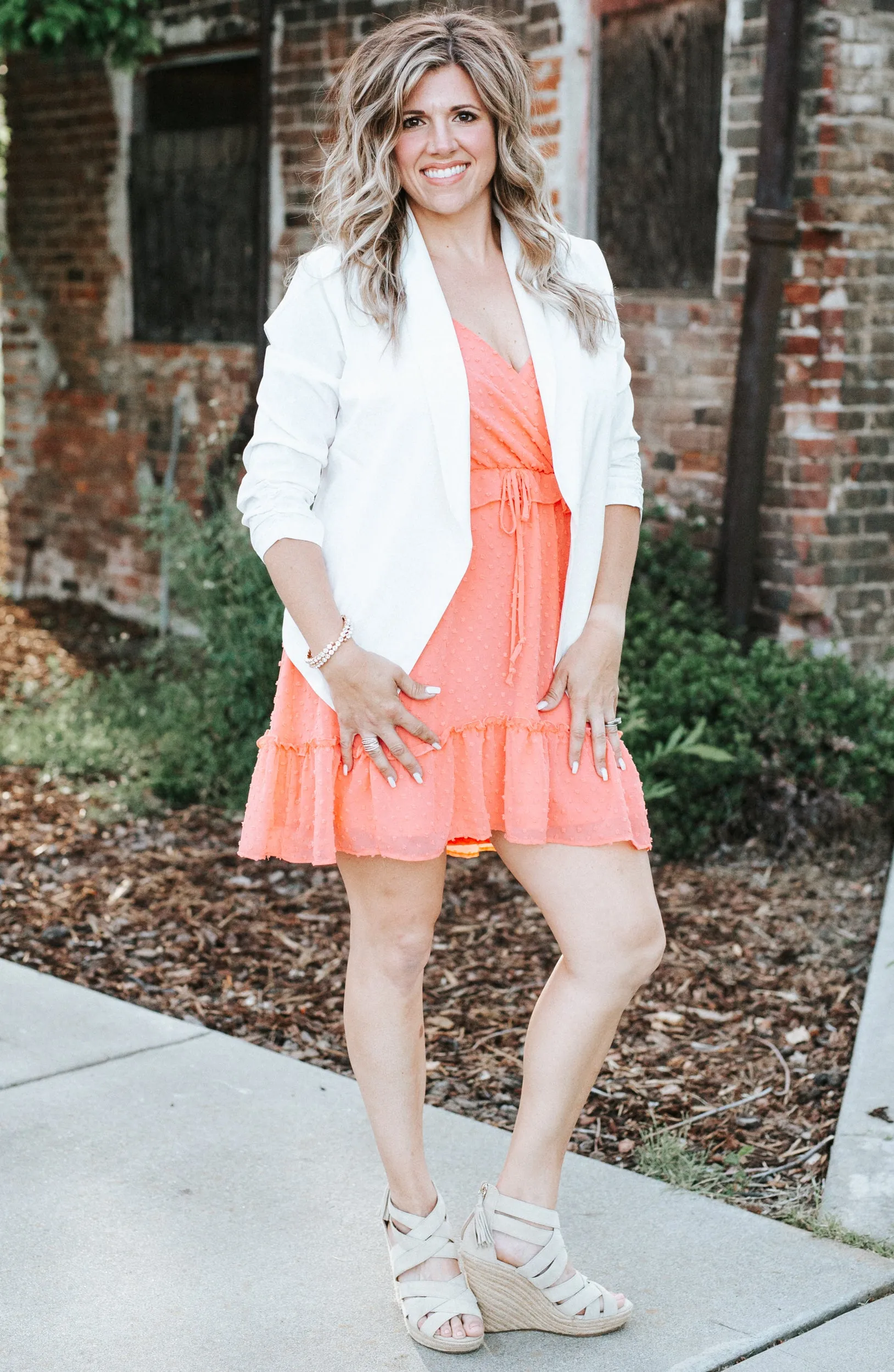 Tropical Vibes Swiss Dot Coral Dress