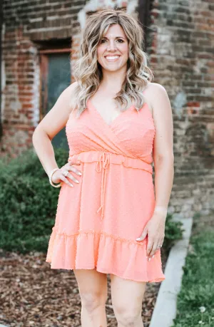 Tropical Vibes Swiss Dot Coral Dress
