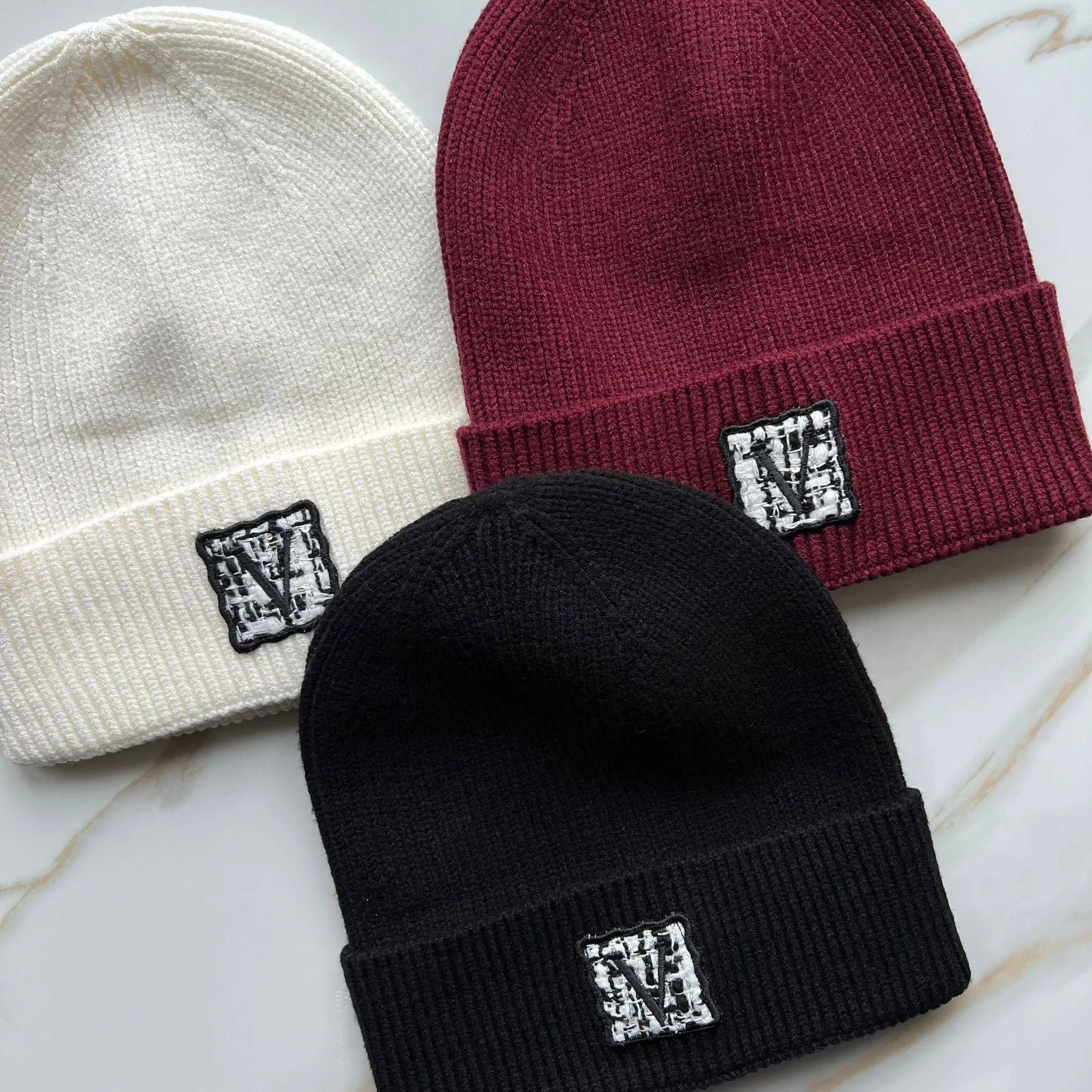Tweed Logo Cuff Beanie by Valeri