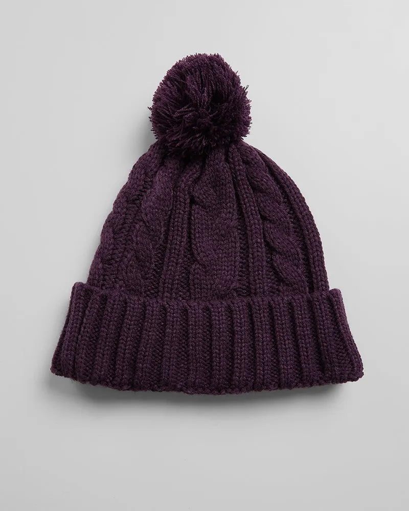 Unisex Cable Knit Pom Beanie