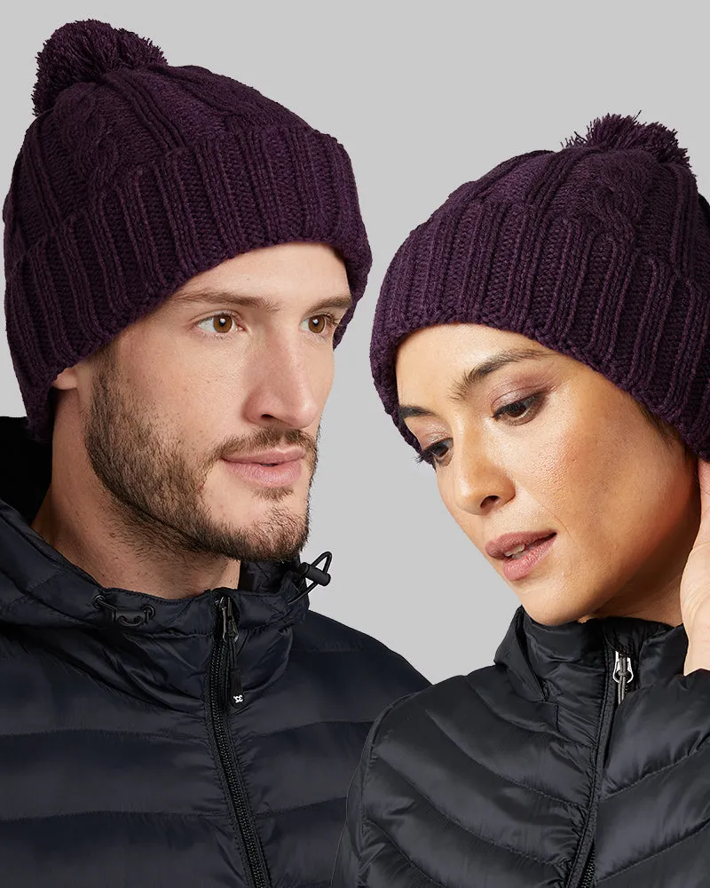 Unisex Cable Knit Pom Beanie