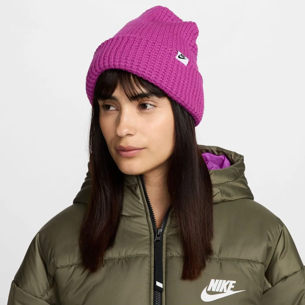 Unisex Peak Waffle Knit Beanie - Hot Fuchsia
