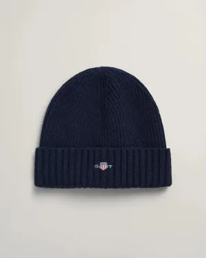 Unisex Shield Wool Beanie - Marine Blue