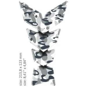 UNIVERSAL TANK PAD - MATT BLACK/GRAY/WHITE - CAMOUFLAGE ARCTIC DESIGN - 21,38 CM X 12,3 CM | 8.41" X