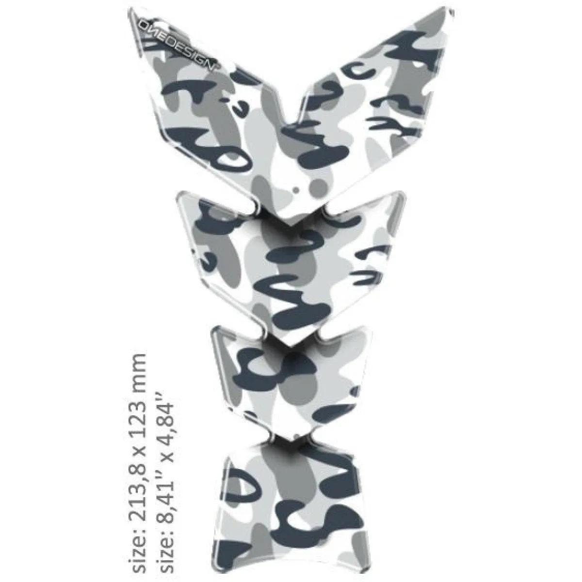 UNIVERSAL TANK PAD - MATT BLACK/GRAY/WHITE - CAMOUFLAGE ARCTIC DESIGN - 21,38 CM X 12,3 CM | 8.41" X