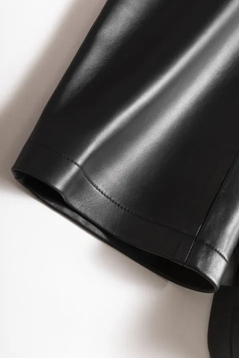 Vintage High-waist Straight-leg Leather Pants