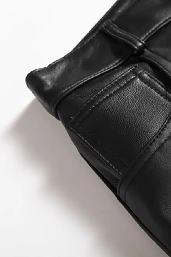Vintage High-waist Straight-leg Leather Pants