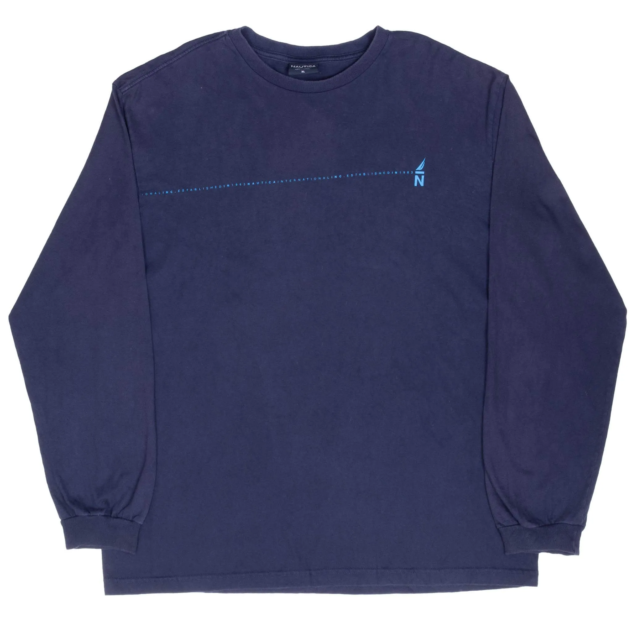 VINTAGE NAUTICA BLUE LONG SLEEVE TEE SHIRT 2000S XL