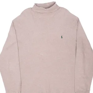 VINTAGE RALPH LAUREN BEIGE TURTLE NECK LONG SLEEVE TEE SHIRT 1990S LARGE