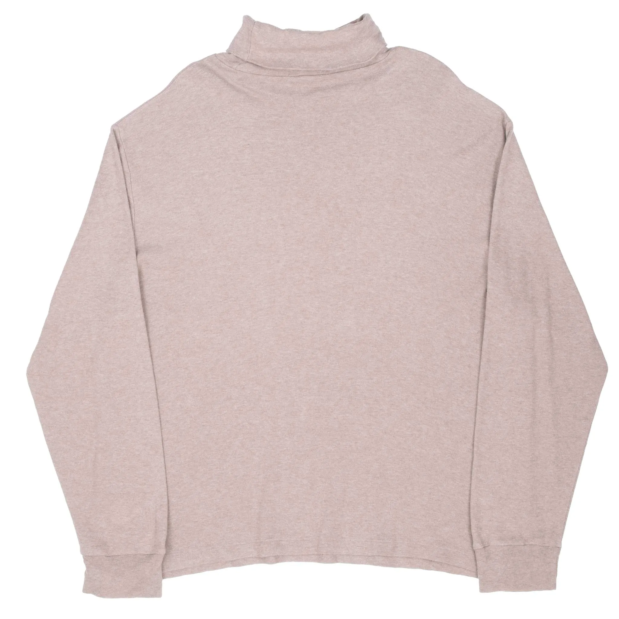 VINTAGE RALPH LAUREN BEIGE TURTLE NECK LONG SLEEVE TEE SHIRT 1990S LARGE
