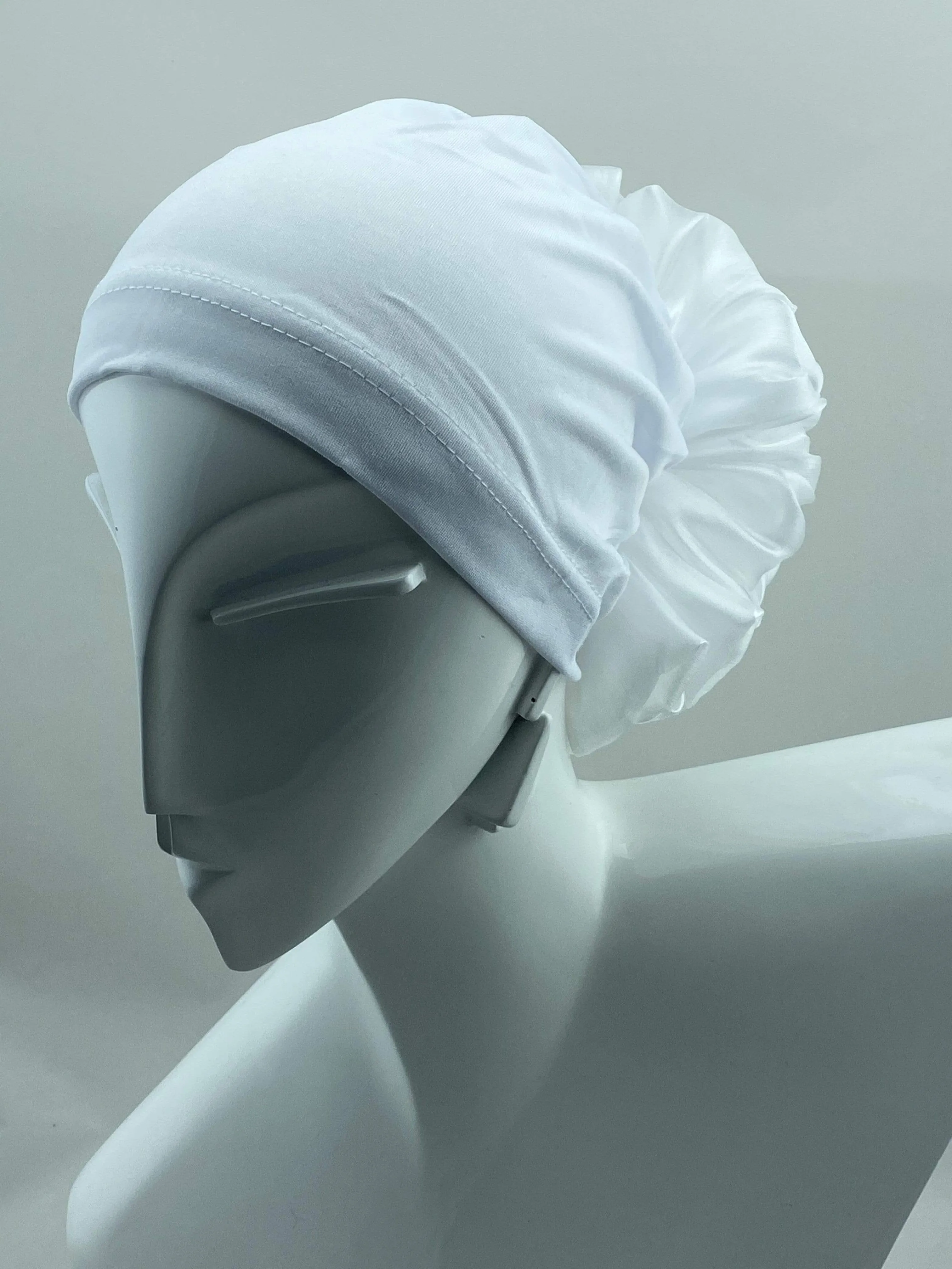 Volumizing Scrunchie Cap - White