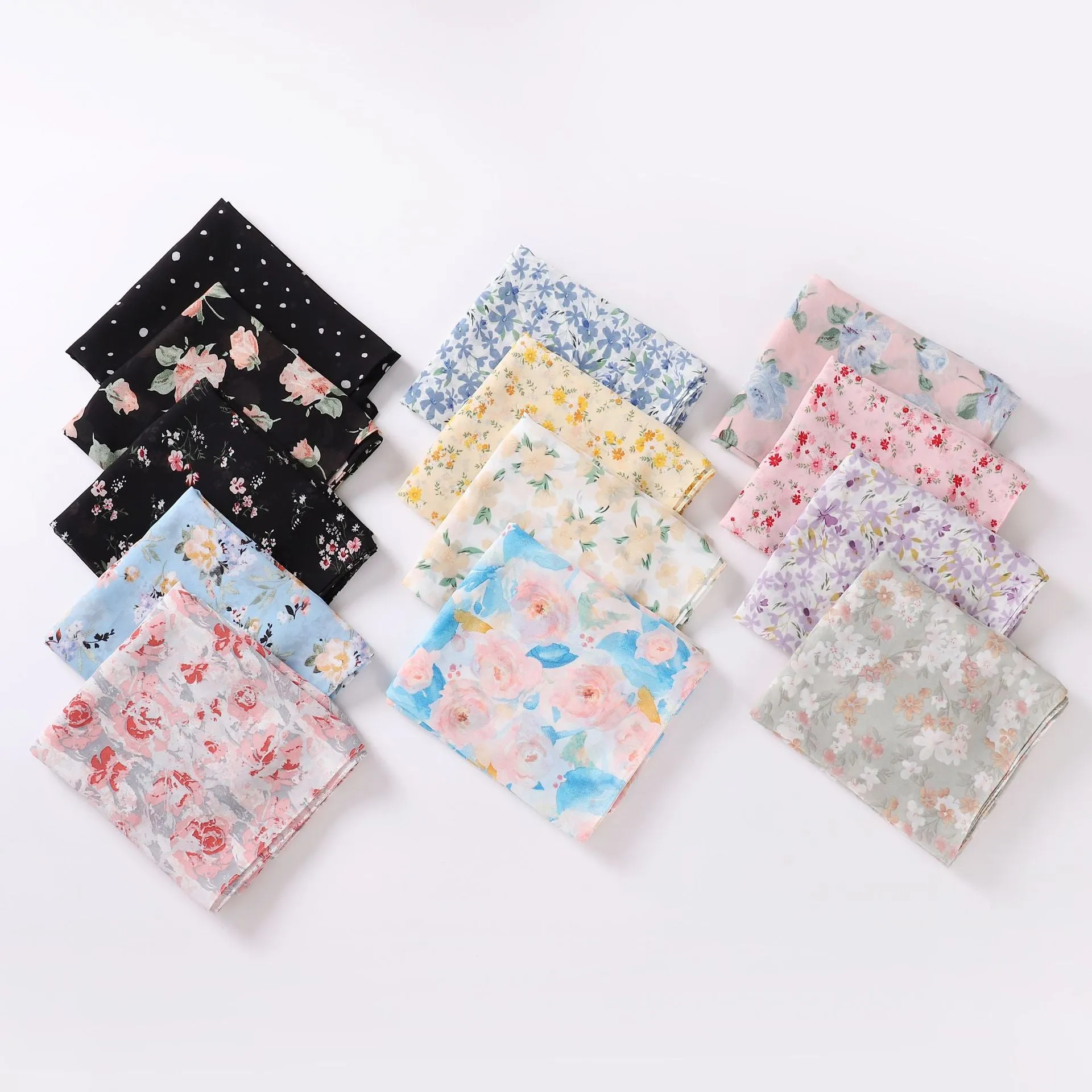 W-0022 printed pearl chiffon hijab scarf