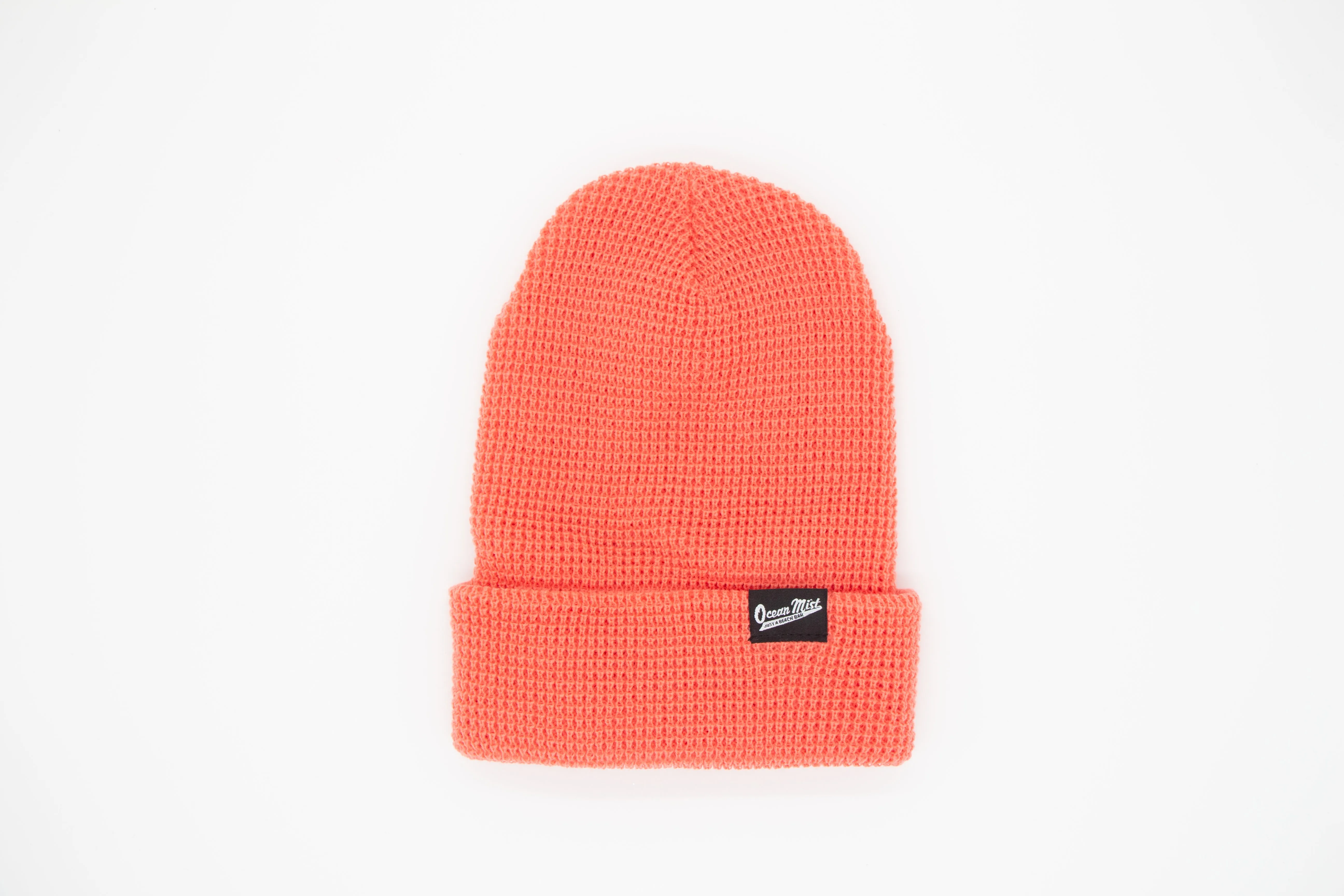 Waffle Knit Beanie - CORAL