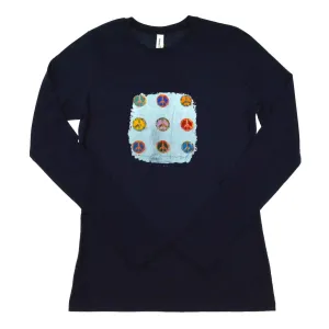 Walter Knabe Women's Long Sleeve Black T Shirt Peace Not Enough