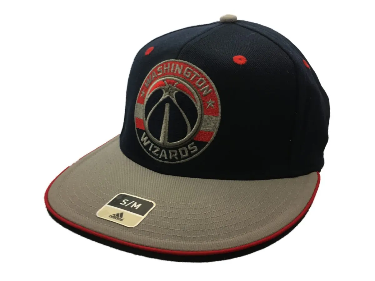 Washington Wizards Adidas SuperFlex Navy Fitted Rounded Flat Bill Hat Cap (S/M)