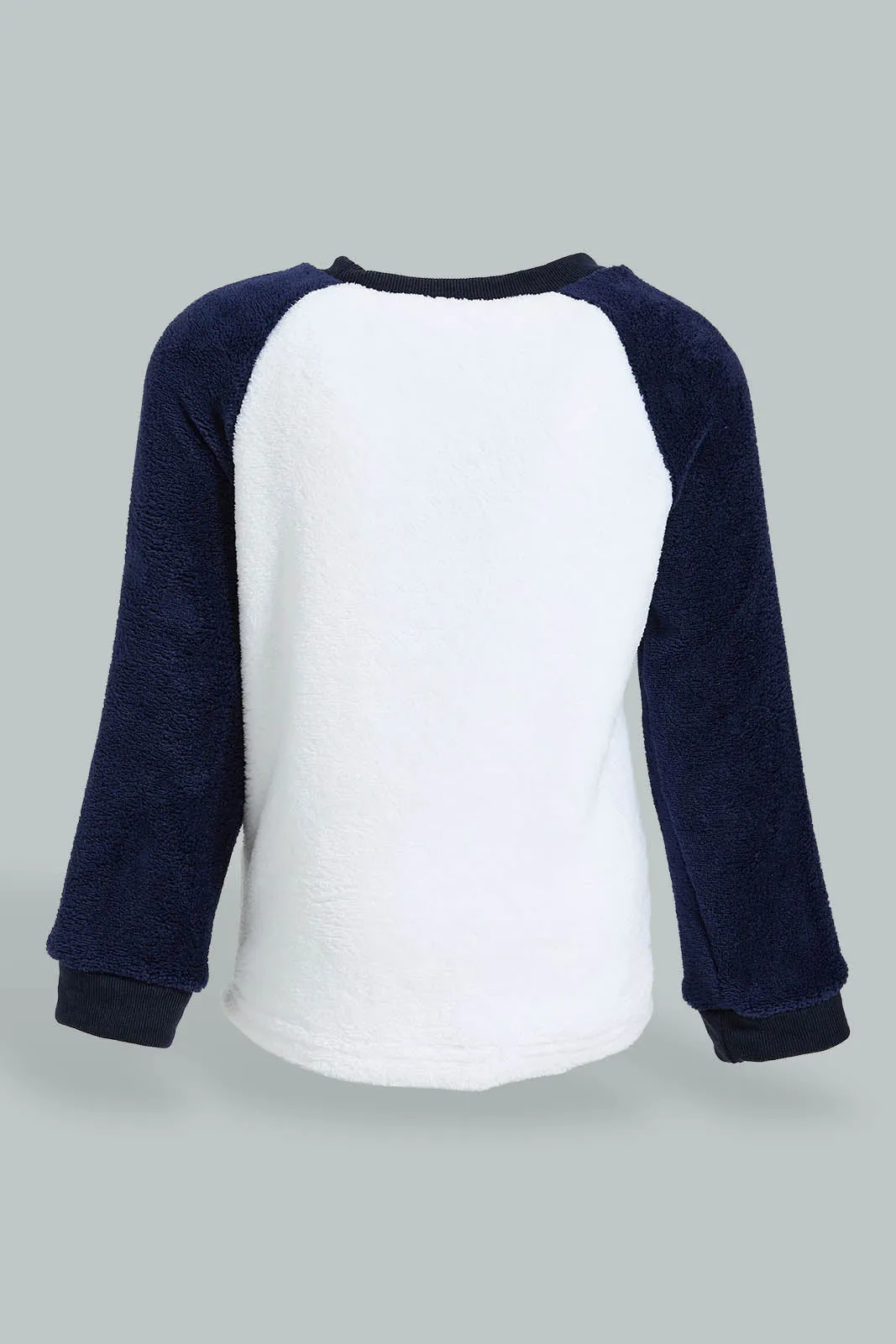 White And Navy Tiger Fluffy Pyjama Set (2 Piece)