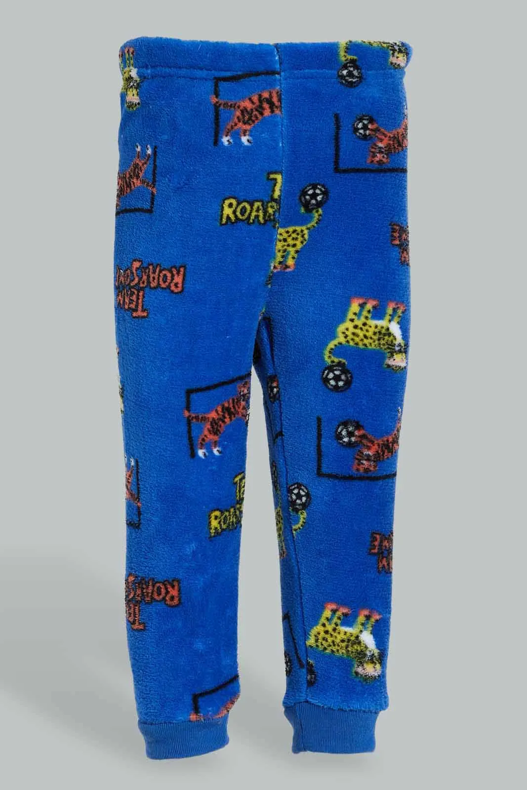 White And Navy Tiger Fluffy Pyjama Set (2 Piece)