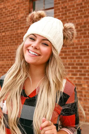 Winter Pom Pom Knitted Beanie Hat