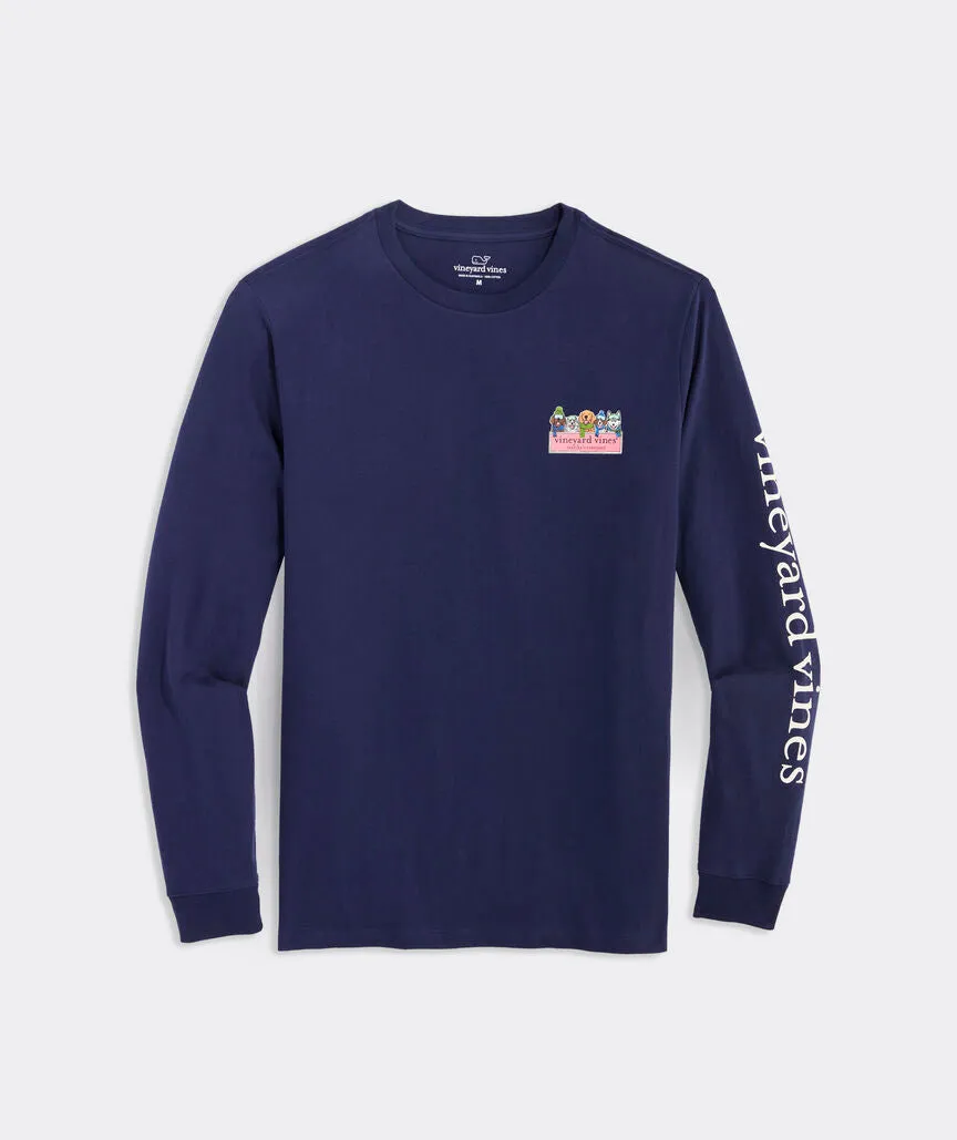 Winter Pups Logo Box Long Sleeve Pocket Tee in Nautical Navy by Vineyard Vines