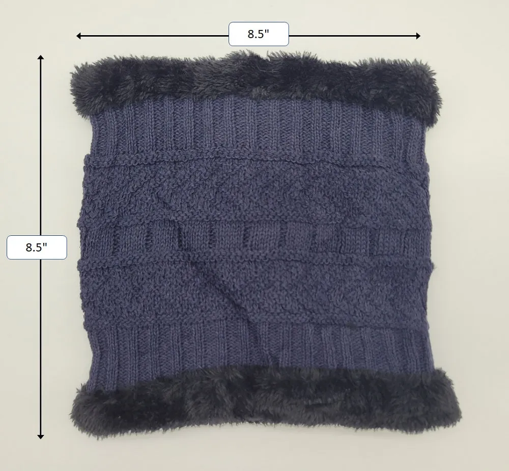 Winter Warm Knitted Beanie and Warm Scarf Set for Women - Navy Color