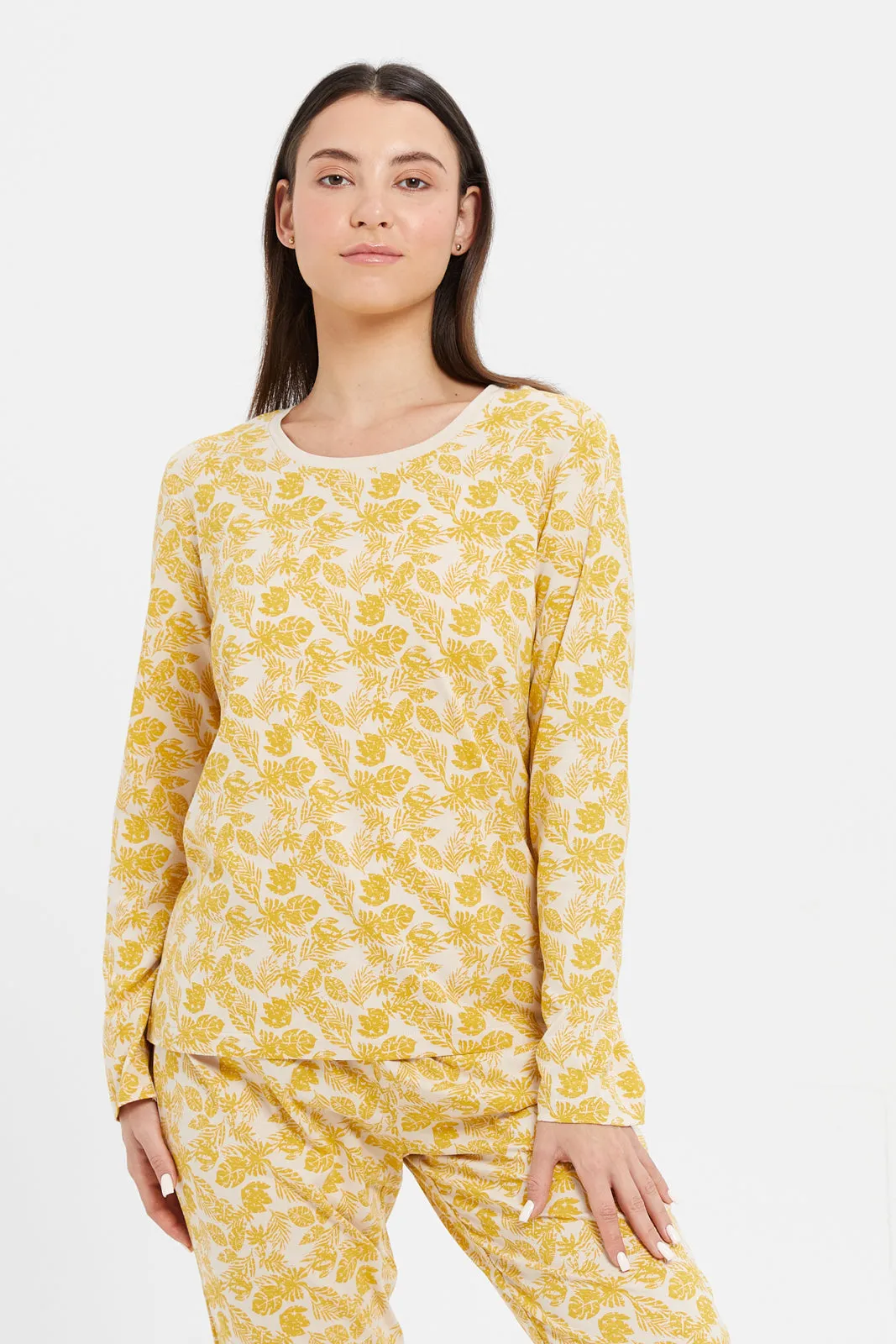 Women Printed Round Neck Pyjama Set (2 Piece)