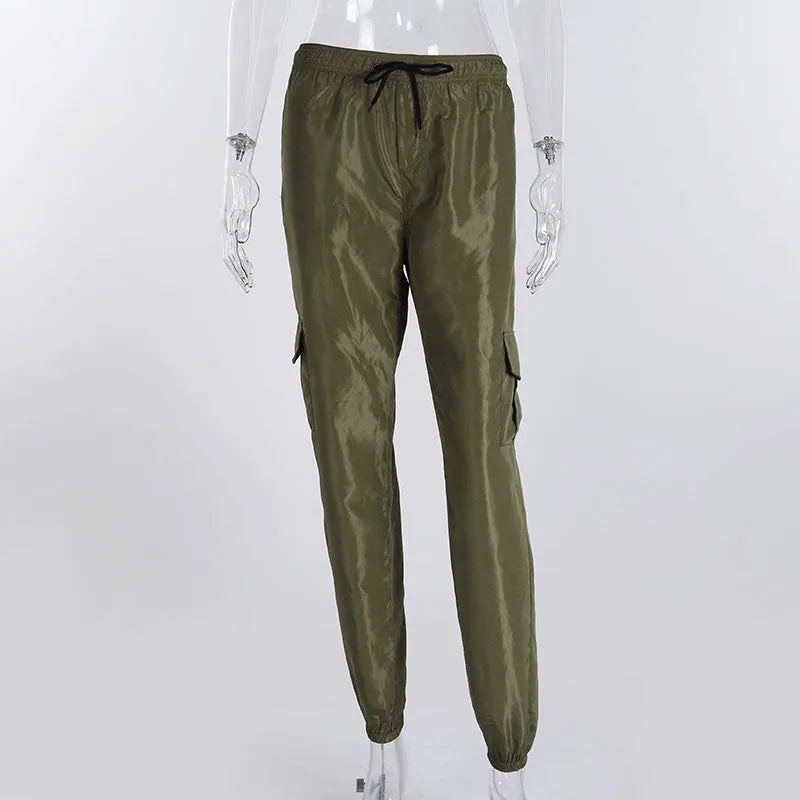 Women's Autumn Casual High Elastic Waist Cargo Pants