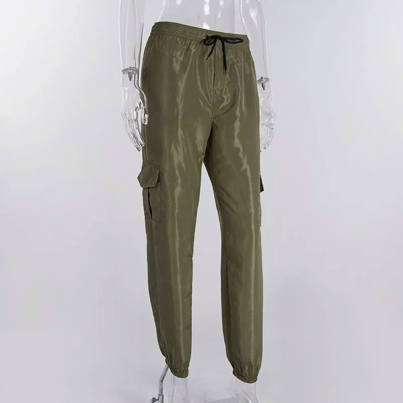 Women's Autumn Casual High Elastic Waist Cargo Pants