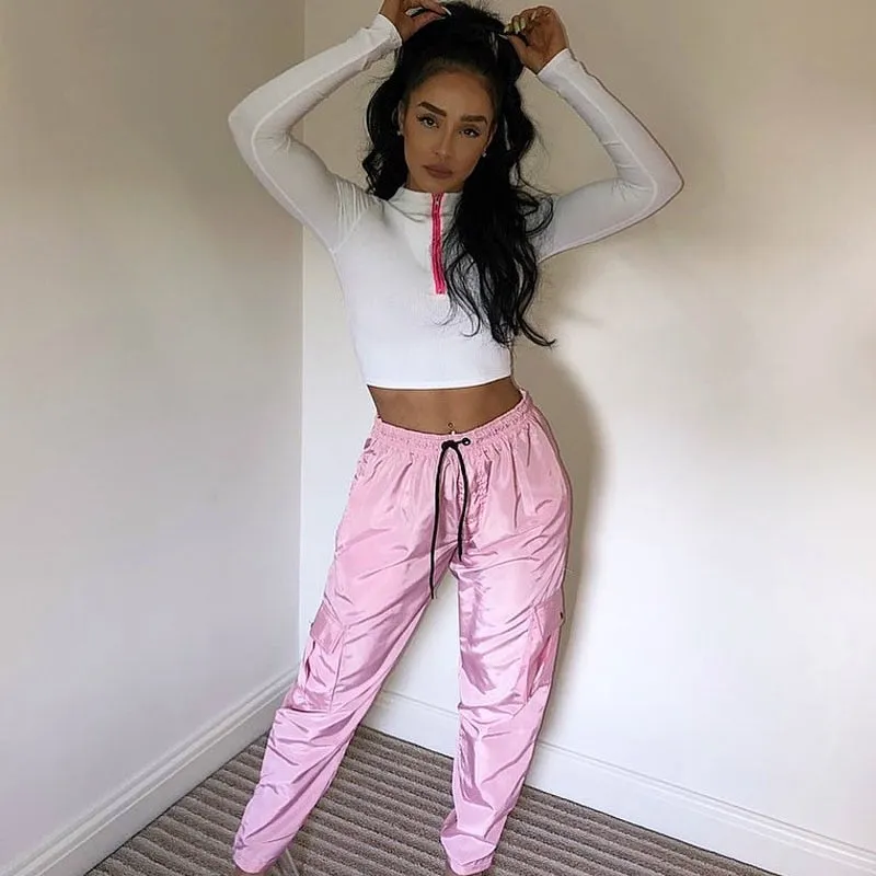 Women's Autumn Casual High Elastic Waist Cargo Pants