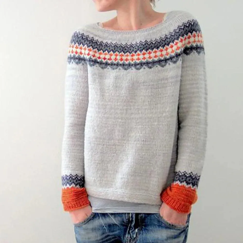 Women's Comfortable Grey Wool Jumper with Straight Fit | Ideal for Autumn/Winter