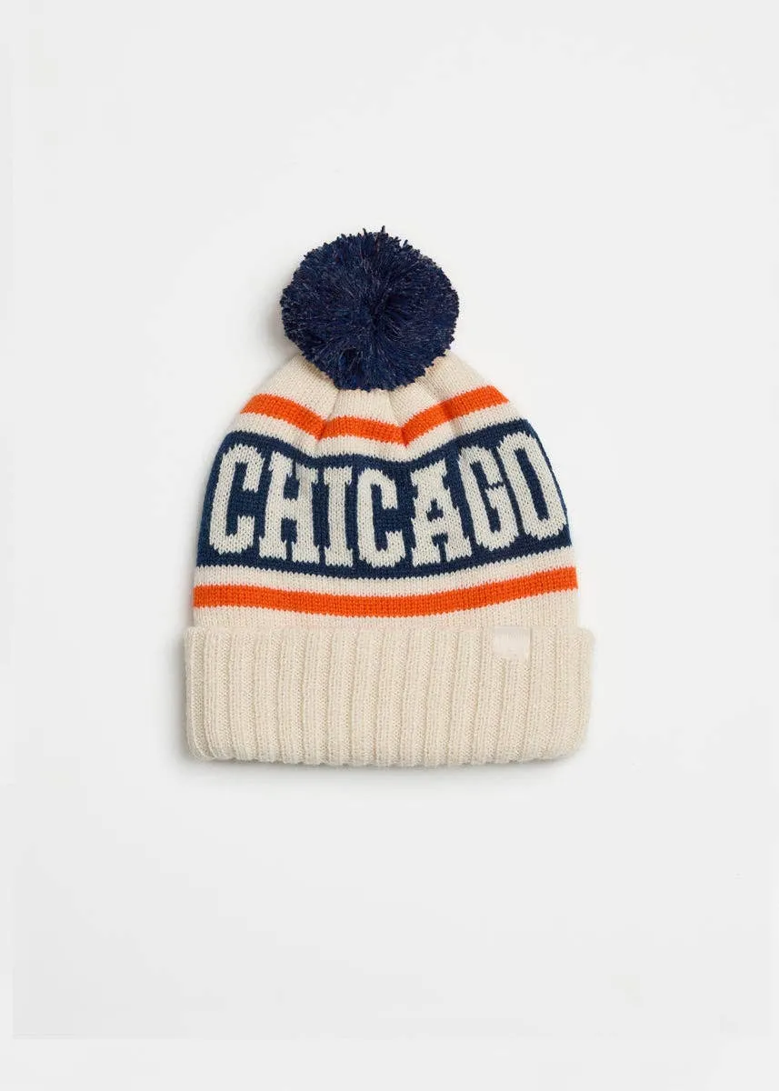 Youth Chicago Varsity Beanie - Navy & Orange